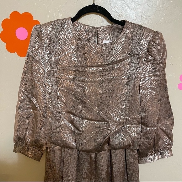 Lady Carol 70s Reptile Print Puff Sleeve‎ Dress sz Medium - Picture 10 of 11